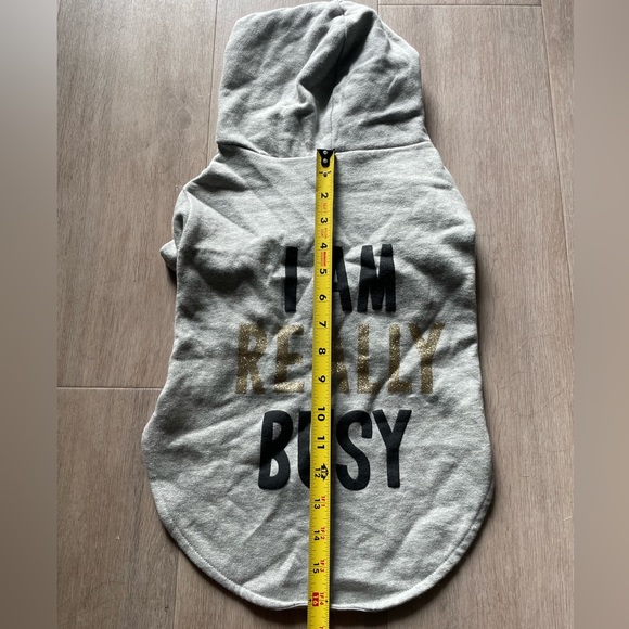 “I Am Really Busy” Cute & Cozy Urban Supply Sparkly Grey Dog Hoodie Sweater - Picture 6 of 7